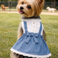 Parisian Pet 'Chambray Overall Dress' for Dogs and Cats, Designer Denim, Lightweight Summer Outfit, Blue