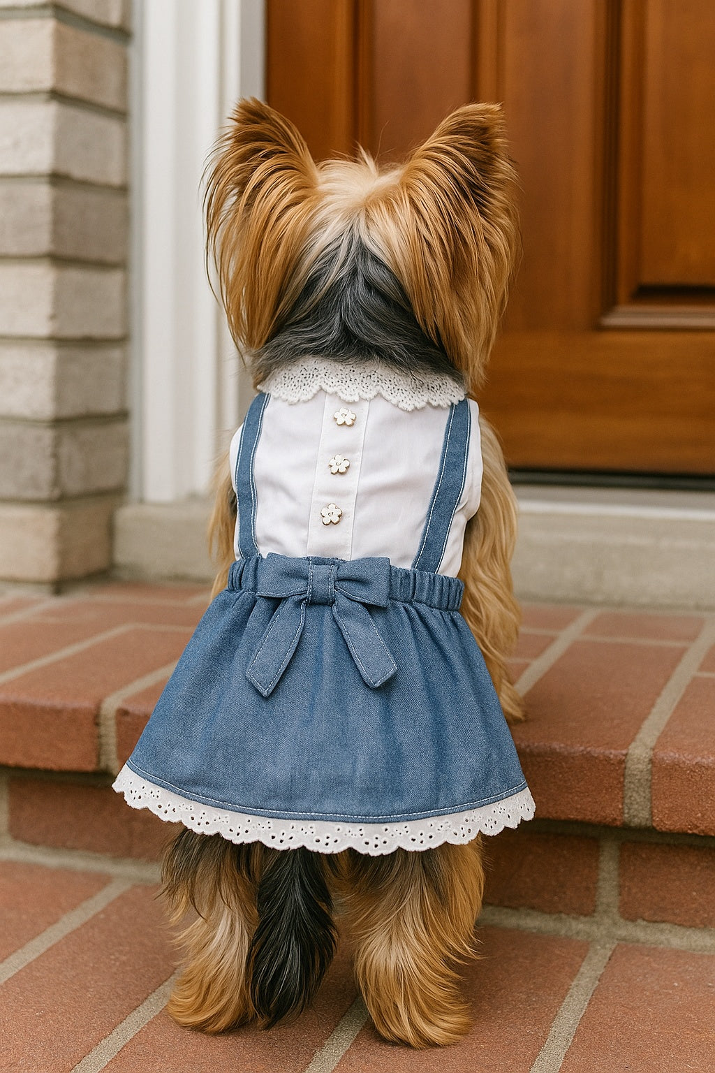 Parisian Pet 'Chambray Overall Dress' for Dogs and Cats, Designer Denim, Lightweight Summer Outfit, Blue