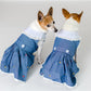Parisian Pet 'Prairie Dress' for Dogs and Cats, Floral Design, Comfortable Lightweight Outfit, Denim & White