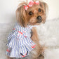 Parisian Pet 'Flamingo Print Dog Dress' for Dogs and Cats, Sleeveless, Comfortable Summer Outfit, Blue and White Stripes