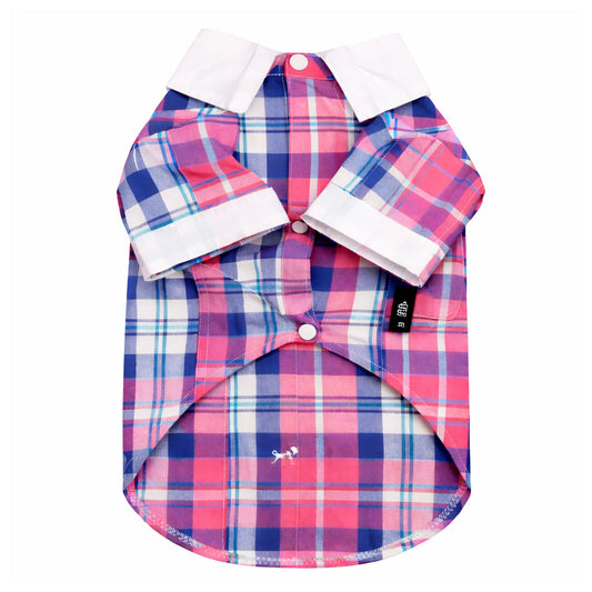 Parisian Pet ‘Plaid Dog Shirt’ Stylish Outfit for Dogs & Cats Pink