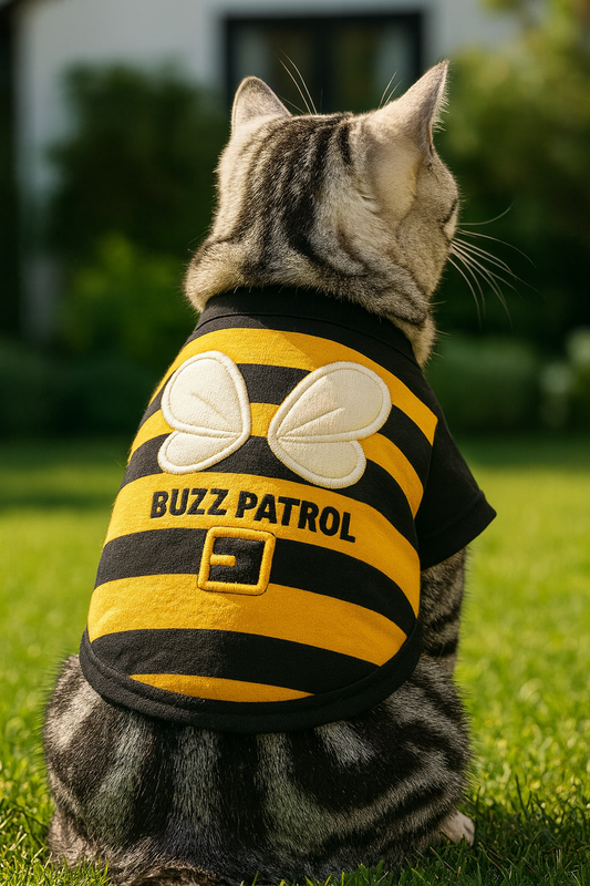 Parisian Pet 'Buzz Patrol Bee' Halloween Costume for Dogs & Cats – Adorable Bee Dog Costume, Pet Halloween Outfit, Yellow and Black