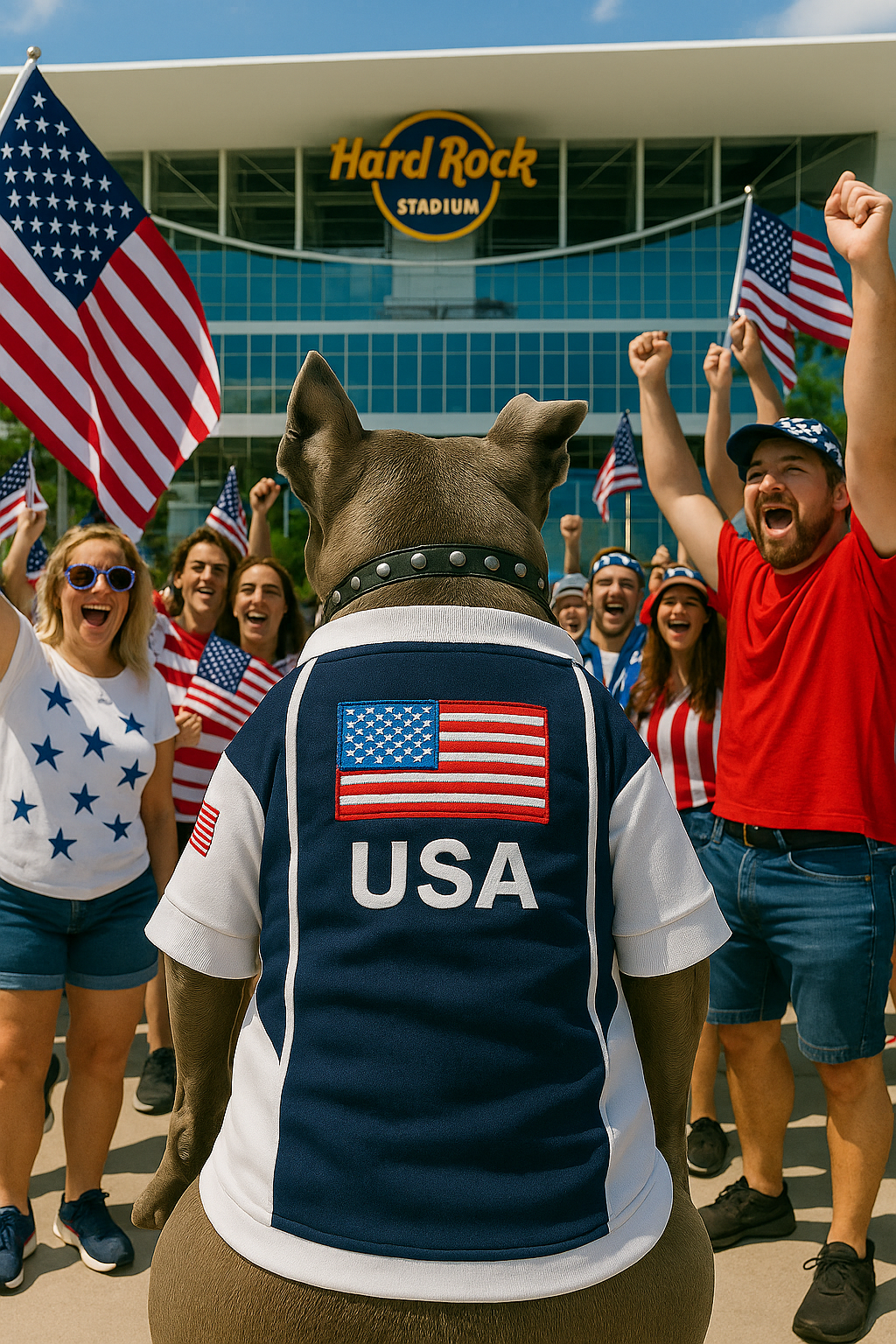 Parisian Pet 'Team USA' Dog & Cat Shirt – Embroidered USA Jersey, Perfect for Sports and Vacations – Red, White, and Blue