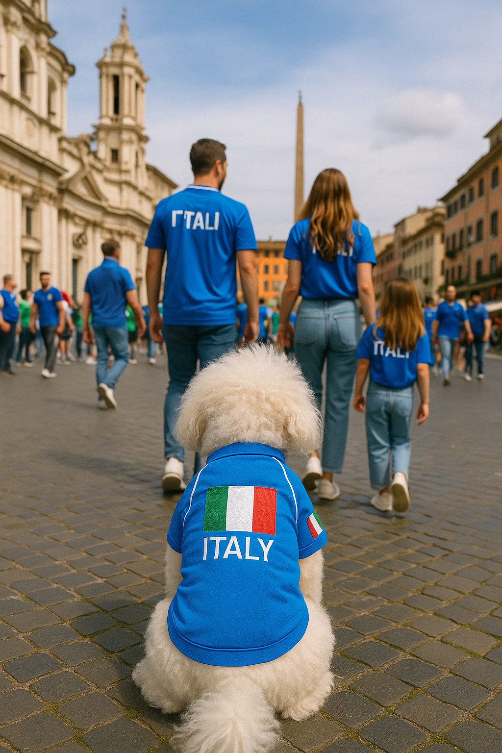 Parisian Pet 'Team Italy' Jersey for Dogs & Cats – Soccer Fan Apparel for Pets, Italy National Team Colors, Blue and White