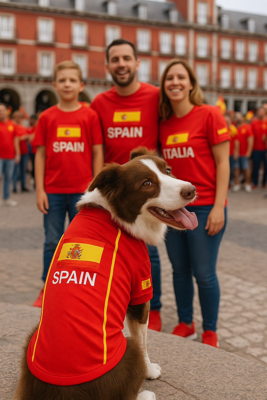 Parisian Pet 'Team Spain' Jersey for Dogs & Cats – Spain Flag-Inspired Pet Outfit, Soccer Fan Apparel for Dogs & Cats, Red and Yellow Stripes