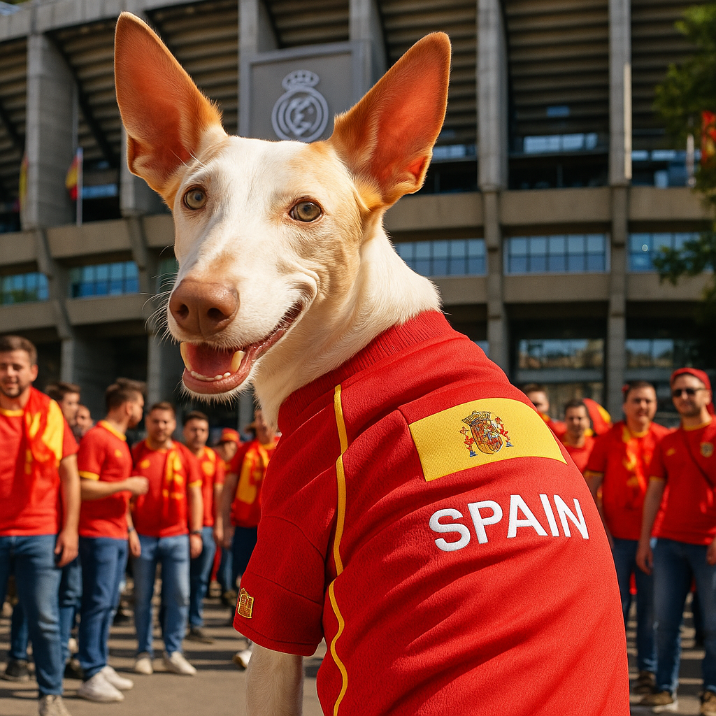 Parisian Pet 'Team Spain' Jersey for Dogs & Cats – Spain Flag-Inspired Pet Outfit, Soccer Fan Apparel for Dogs & Cats, Red and Yellow Stripes