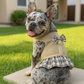 Parisian Pet ' Khaki Plaid' Harness Dress for Dogs & Cats – Fashionable and Comfortable Plaid Dog Harness Dress, Adjustable Fit