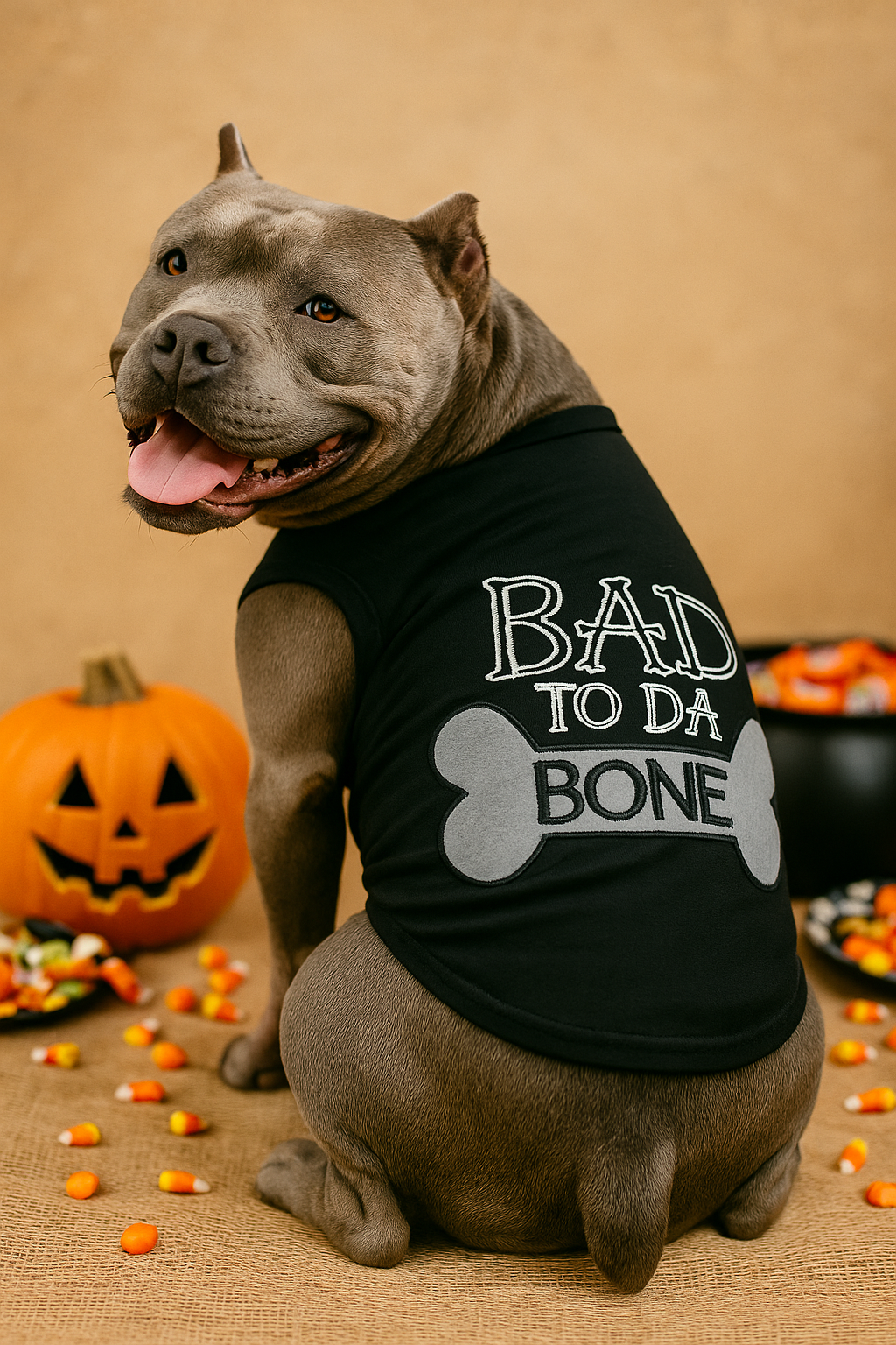 Parisian Pet 'Bad to da Bone' Dog Shirt – Trendy Slogan T-Shirt for Dogs & Cats, Black