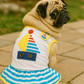 Parisian Pet 'Boat Dress' for Dogs and Cats, Designer Dog Dress, Tropical Apparel, Yellow Blue Red White