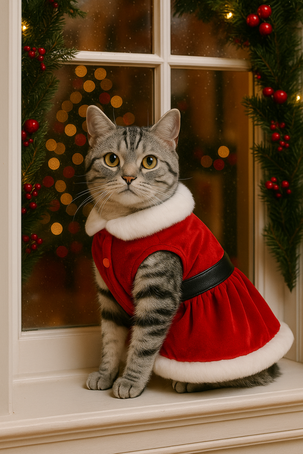 Parisian Pet 'Mrs. Claus Dress' Dog & Cat Shirt – Holiday Pet Dress, Perfect for Christmas – Red