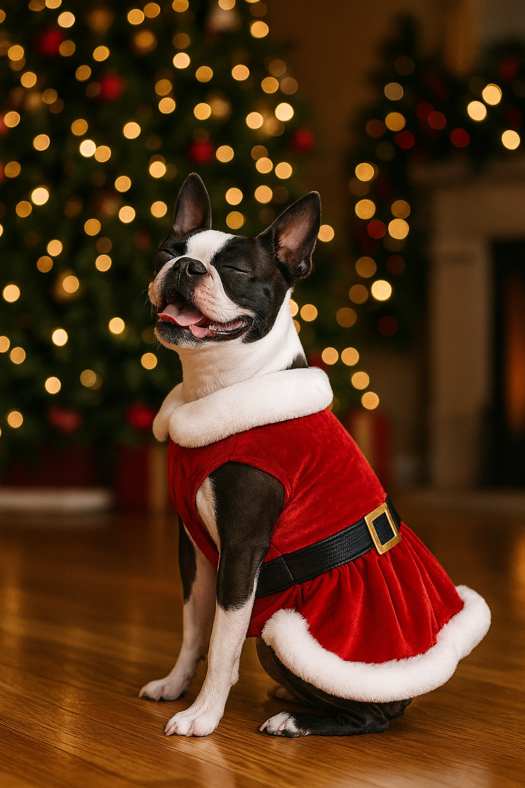 Parisian Pet 'Mrs. Claus Dress' Dog & Cat Shirt – Holiday Pet Dress, Perfect for Christmas – Red