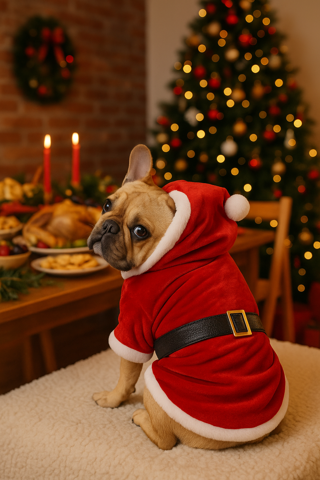 Parisian Pet 'Santa Claus Hoodie' for Dogs and Cats, Dog Christmas Holiday Apparel, Red