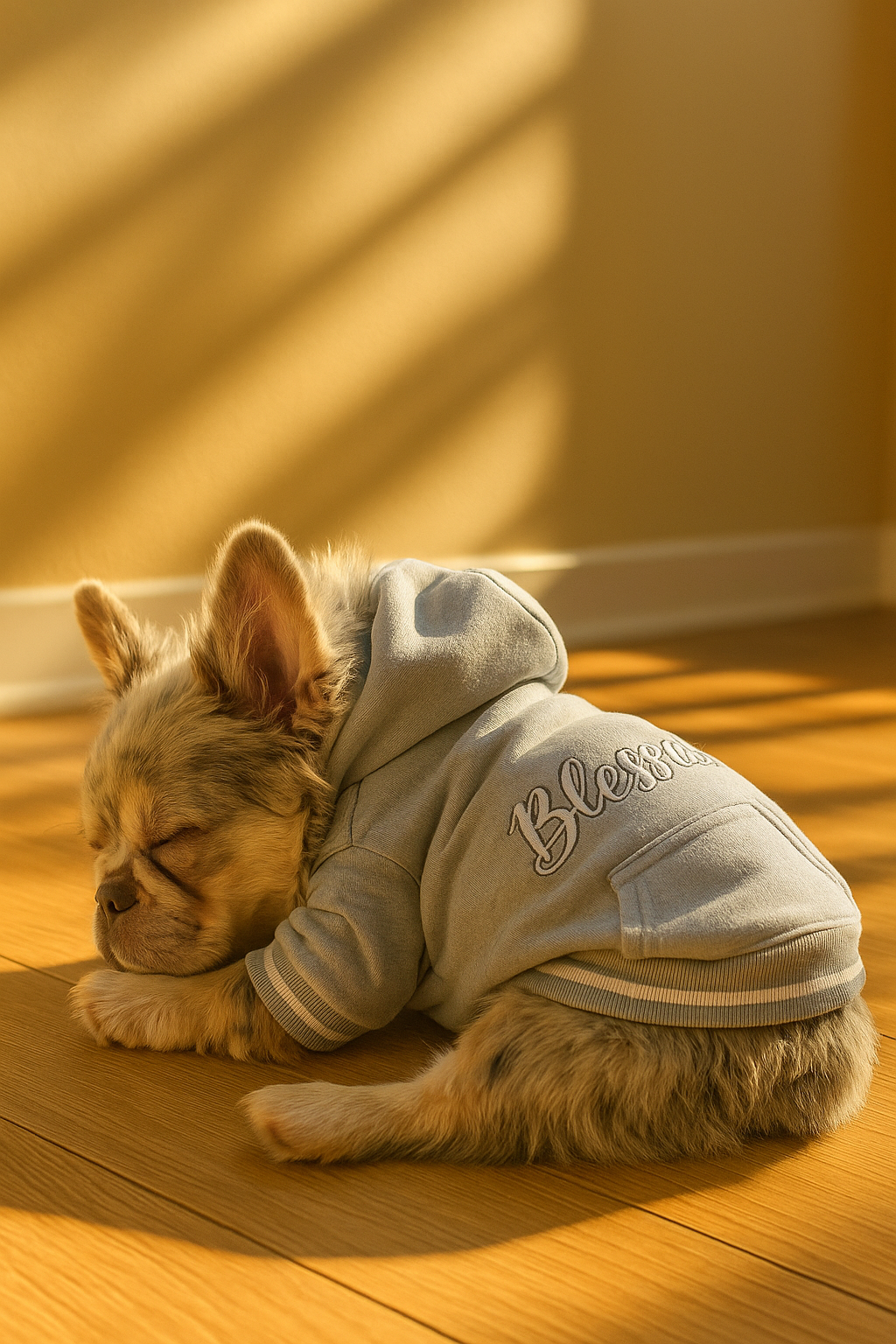 Parisian Pet 'Blessed Hoodie' in Gray - Trendy Pet Hoodie for Dogs & Cats, Perfect for Fall & Winter