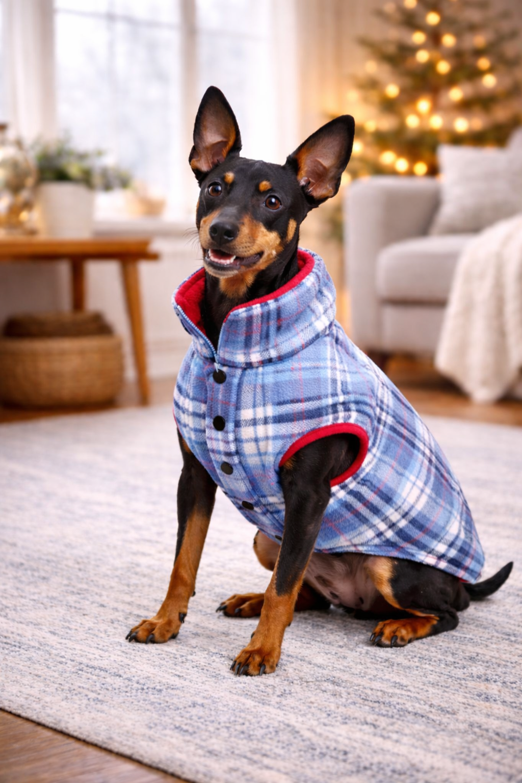 Parisian Pet 'Plaid Reversible Jacket' for Dogs & Cats, Stylish Pet Outerwear, Warm Winter Dog Jacket,-Valentine's Day