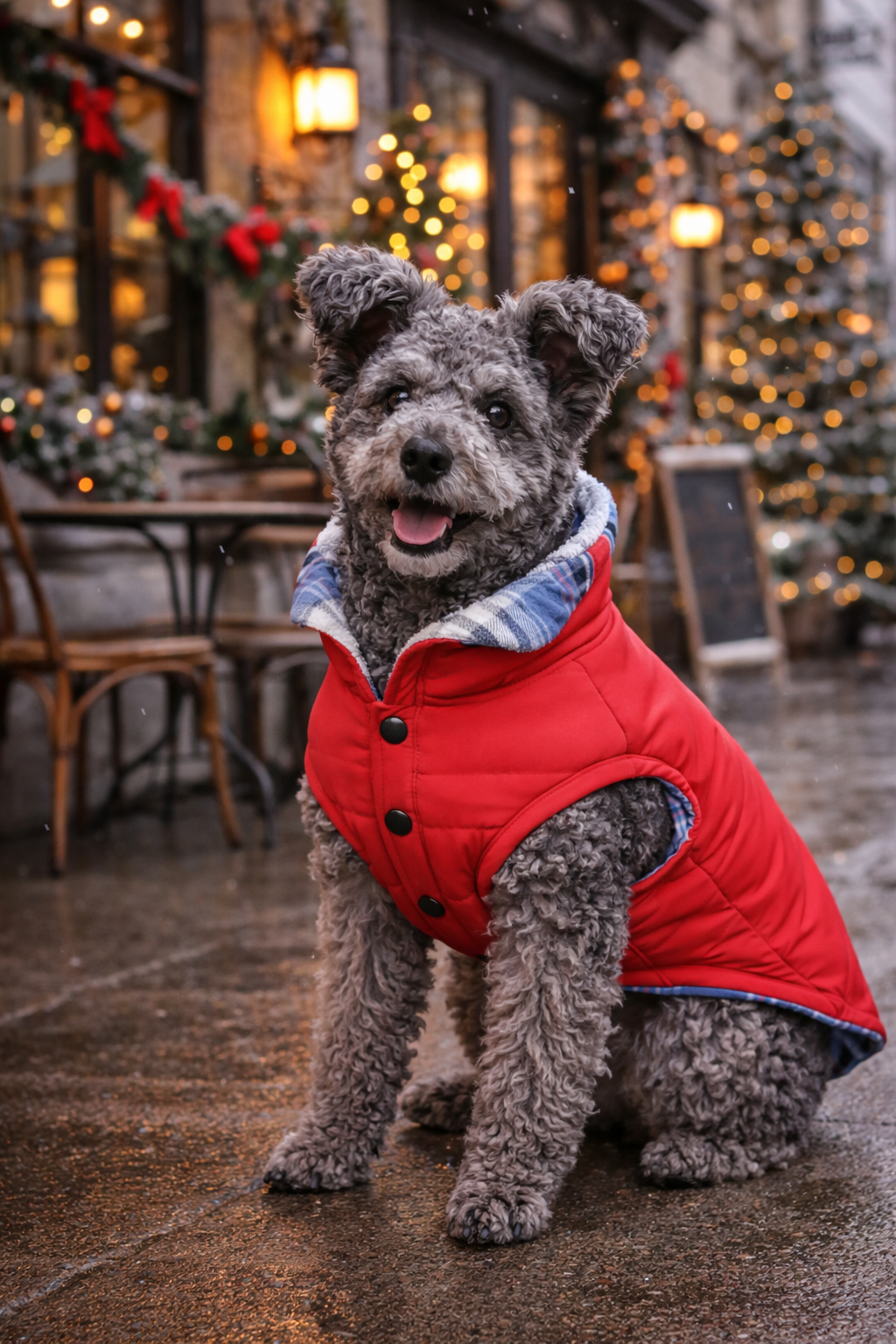 Parisian Pet 'Plaid Reversible Jacket' for Dogs & Cats, Stylish Pet Outerwear, Warm Winter Dog Jacket,-Valentine's Day