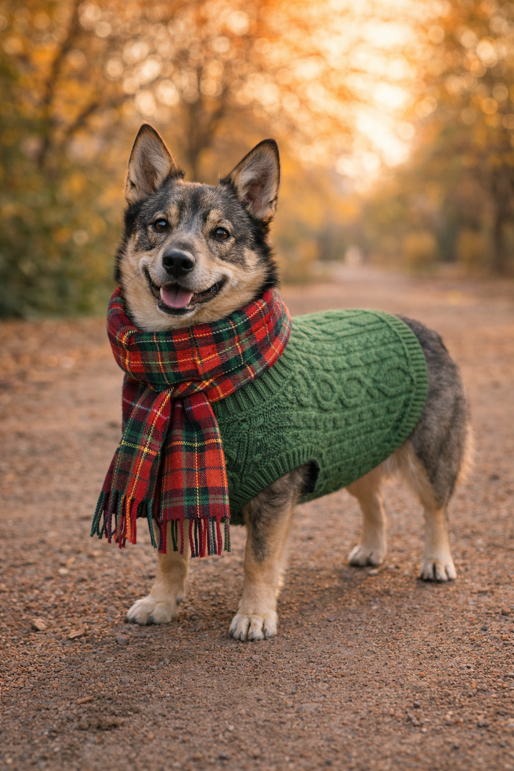 Parisian Pet 'Cable Knit Sweater' - Warm & Stylish Pet Sweater in Green for Dogs & Cats