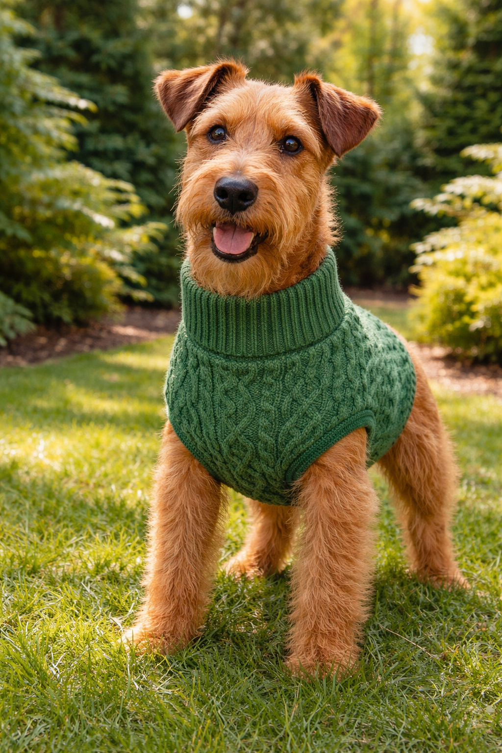 Parisian Pet 'Cable Knit Sweater' - Warm & Stylish Pet Sweater in Green for Dogs & Cats