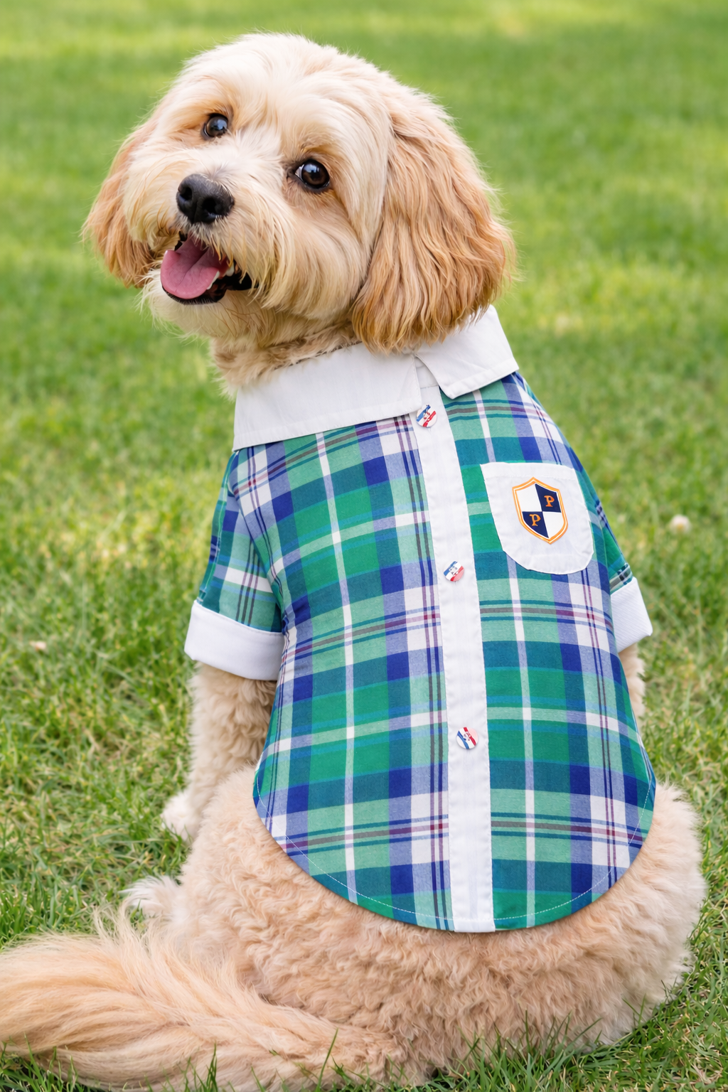 Parisian Pet ‘Plaid Pet Outfit’ Comfortable Dog & Cat Shirt Blue