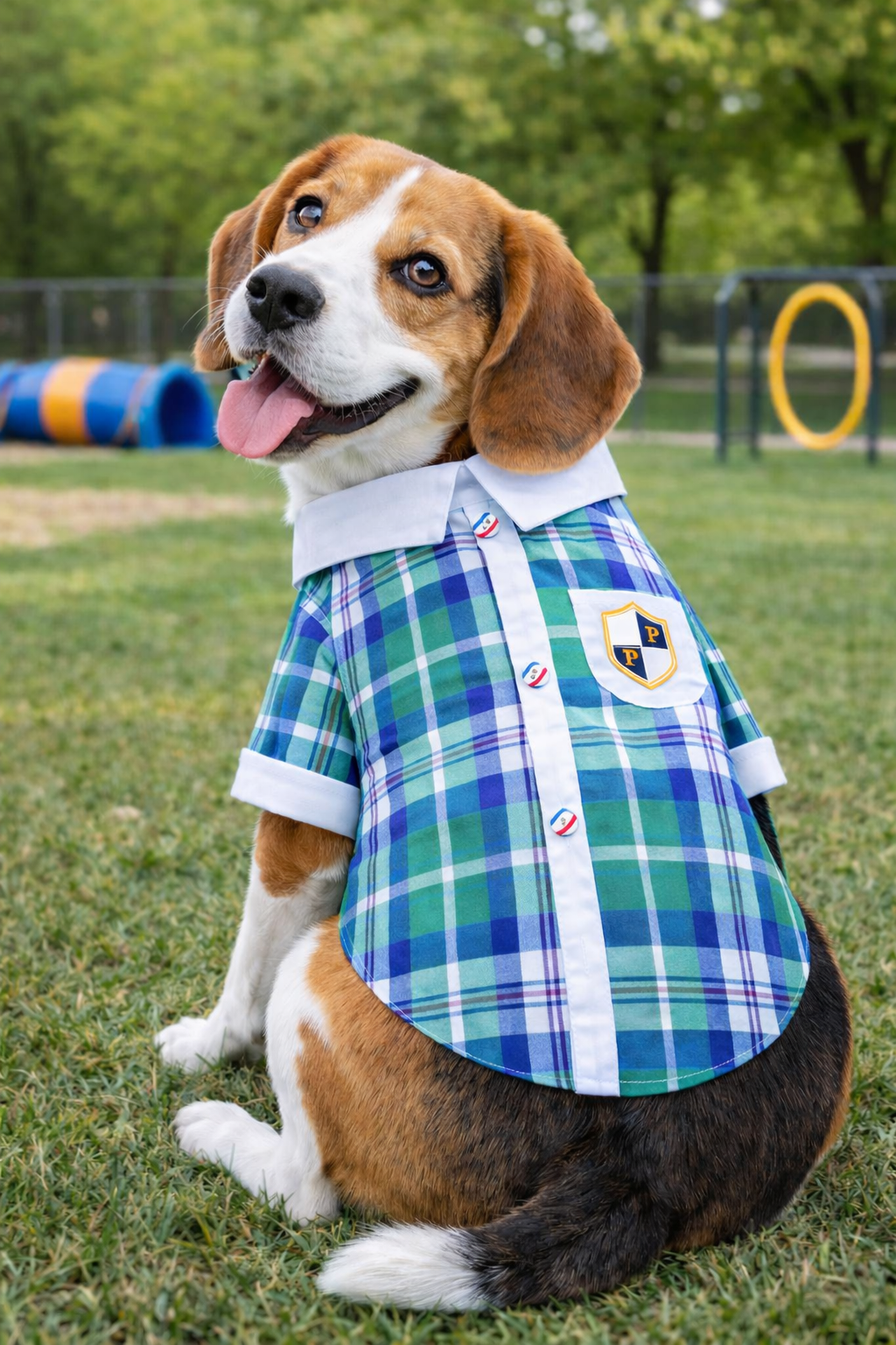 Parisian Pet ‘Plaid Pet Outfit’ Comfortable Dog & Cat Shirt Blue