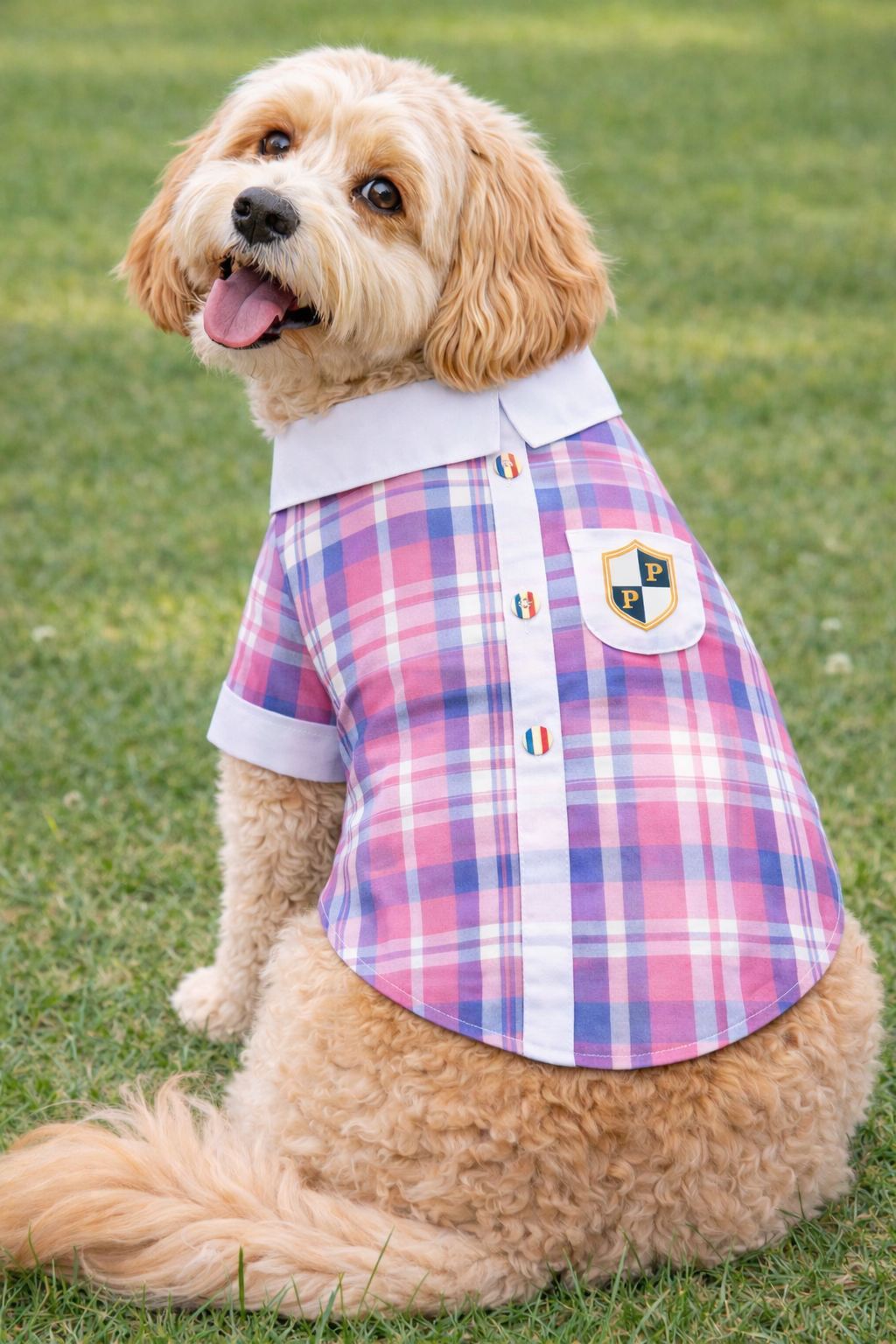 Parisian Pet ‘Plaid Dog Shirt’ Stylish Outfit for Dogs & Cats Pink